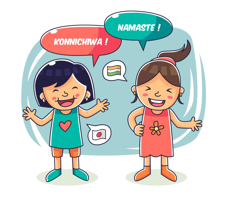 hand-drawn-happy-girls-speaking-different-languages